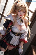 A woman in a maid outfit posing for a picture.